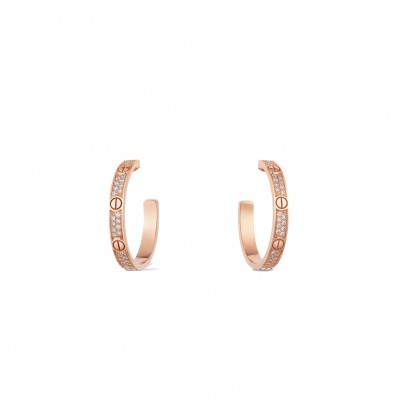 CARTIER LOVE HOOP EARRINGS, MEDIUM MODEL, PAVED N8515192